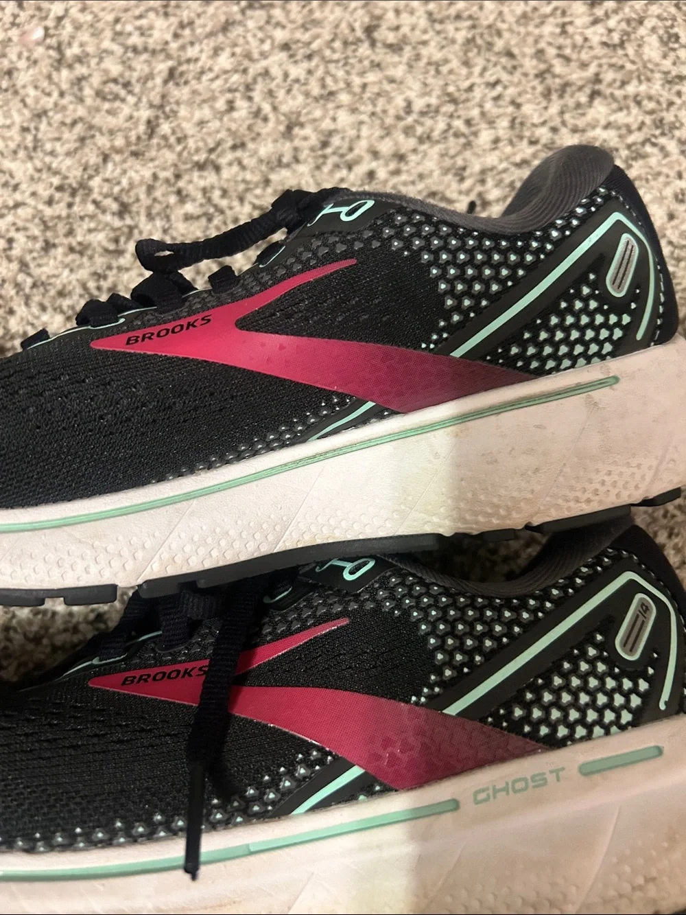 Brooks Black Running Shoes with Pink and Mint Accents